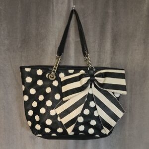 Betsey Johnson Black and White Polka Dot Tote